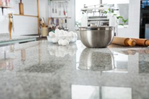Ingredients on a marble countertop in kitchen